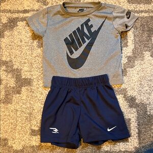 Nike Grey Tee with Navy Athletic Shorts Set